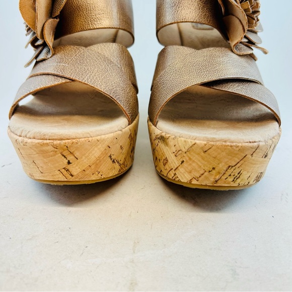 Korks Kork-Ease Metallic Rose Gold Leather Holly Platform Wedges, size 9 40.5 - Picture 3 of 13